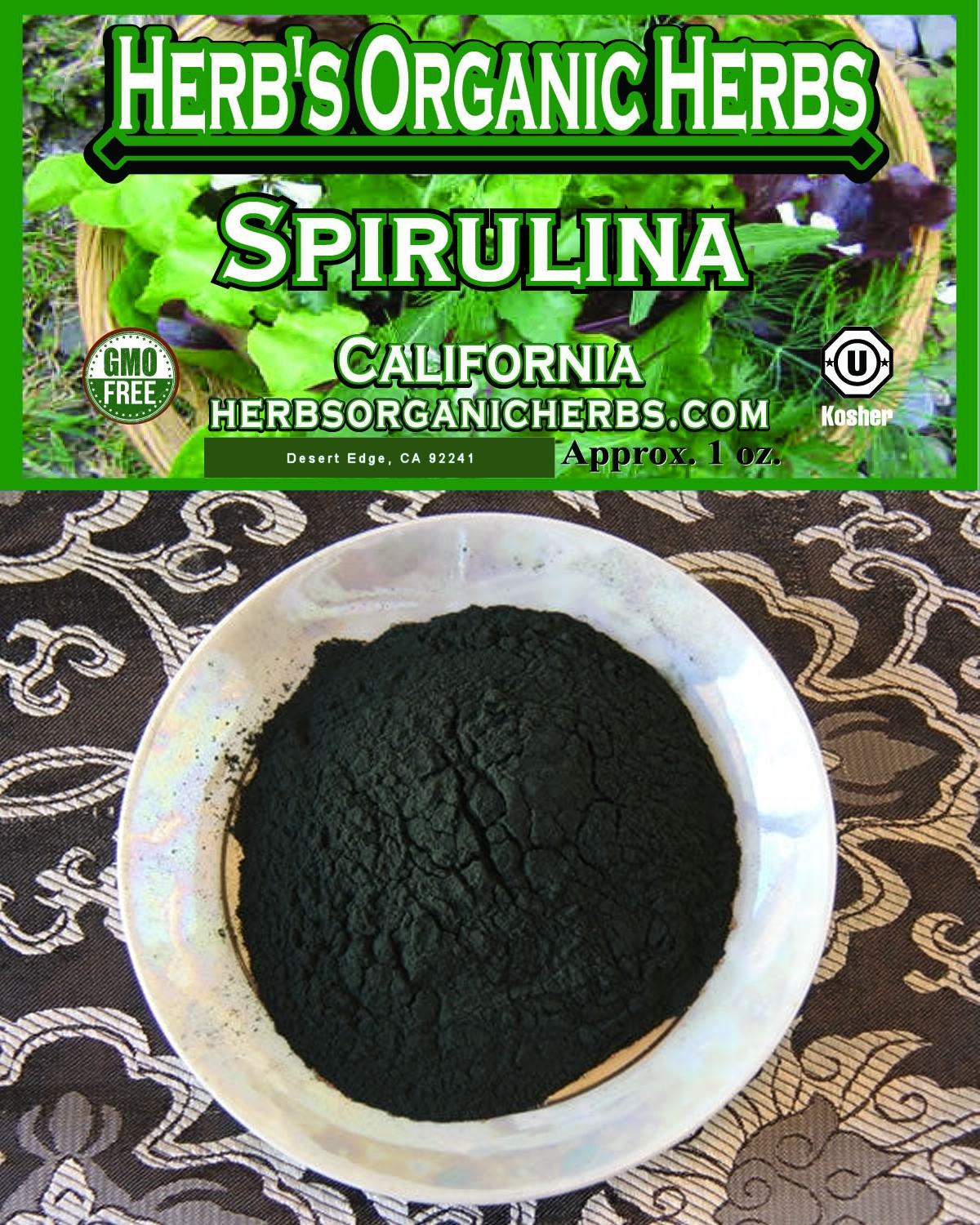 Spirulina Herb's Organic Herbs Certified Kosher Dried Herbs & Spices